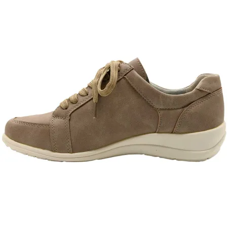 Baskets femme lacet fermeture éclair PU aspect cuir taupe 36 à 41