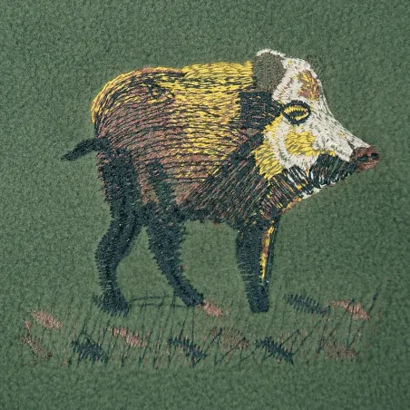 Blouson polaire broderie sanglier 2 poches polyester kaki M à 3XL Blouson polaire broderie sanglier 2 poches polyester kaki M à 3XL