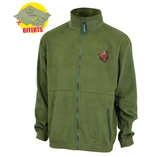 Blouson polaire broderie sanglier 2 poches polyester kaki M à 3XL