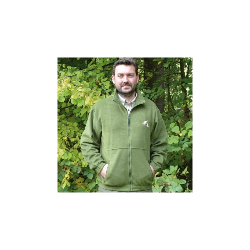 Blouson polaire broderie canard 2 poches polyester kaki M à 3XL Blouson polaire broderie canard 2 poches polyester kaki M à 3XL