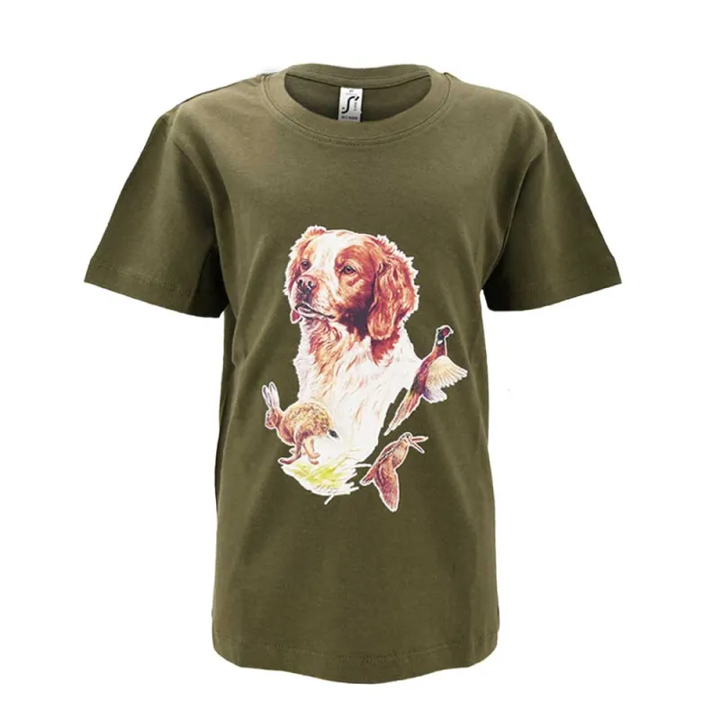 T-shirt enfant scène de chasse 100% coton kaki 6 à 12 ans T-shirt enfant scène de chasse 100% coton kaki 6 à 12 ans