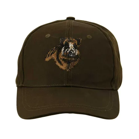 Casquette confort brodé sanglier tissu respirant marron Casquette confort brodé sanglier tissu respirant marron