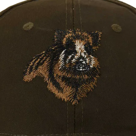 Casquette confort brodé sanglier tissu respirant marron Casquette confort brodé sanglier tissu respirant marron
