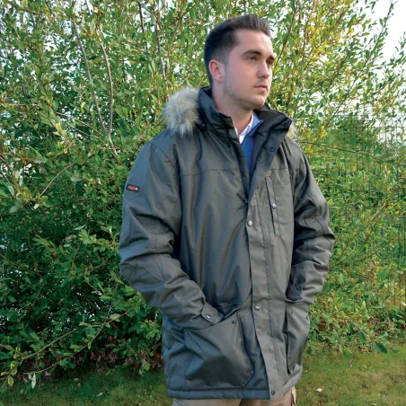 Parka unisexe Warm rembourrée 8 poches polyester kaki L à 3XL Parka unisexe Warm rembourrée 8 poches polyester kaki L à 3XL