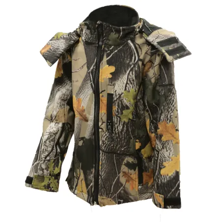 Veste Softshell enfant Buffalo 3 poches camo feuille 8 à 14 ans