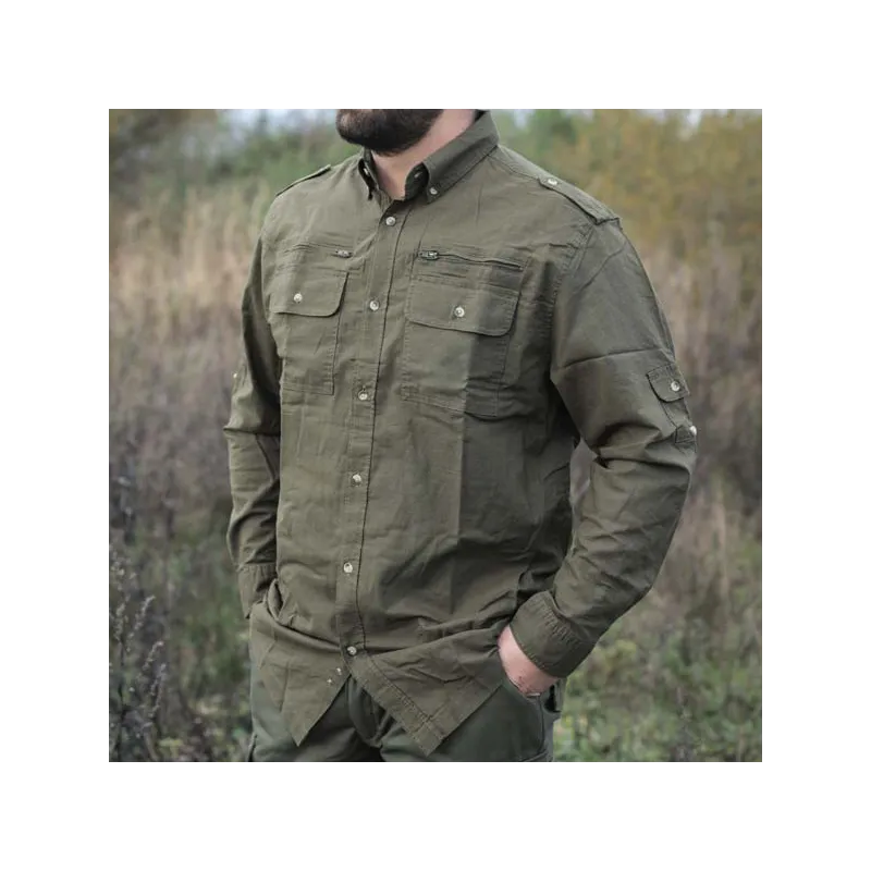 Chemise Authentic respirante multipoches coton kaki S à 3XL Chemise Authentic respirante multipoches coton kaki S à 3XL