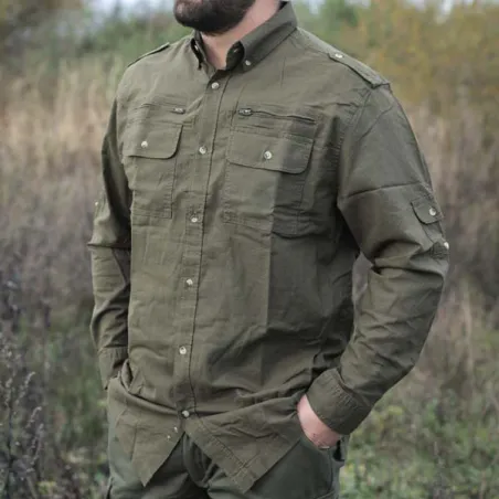 Chemise Authentic respirante multipoches coton kaki S à 3XL