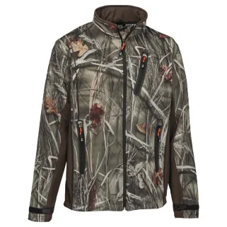 Blouson chasse softshell 4 poches polyester camo kaki S à 3XL