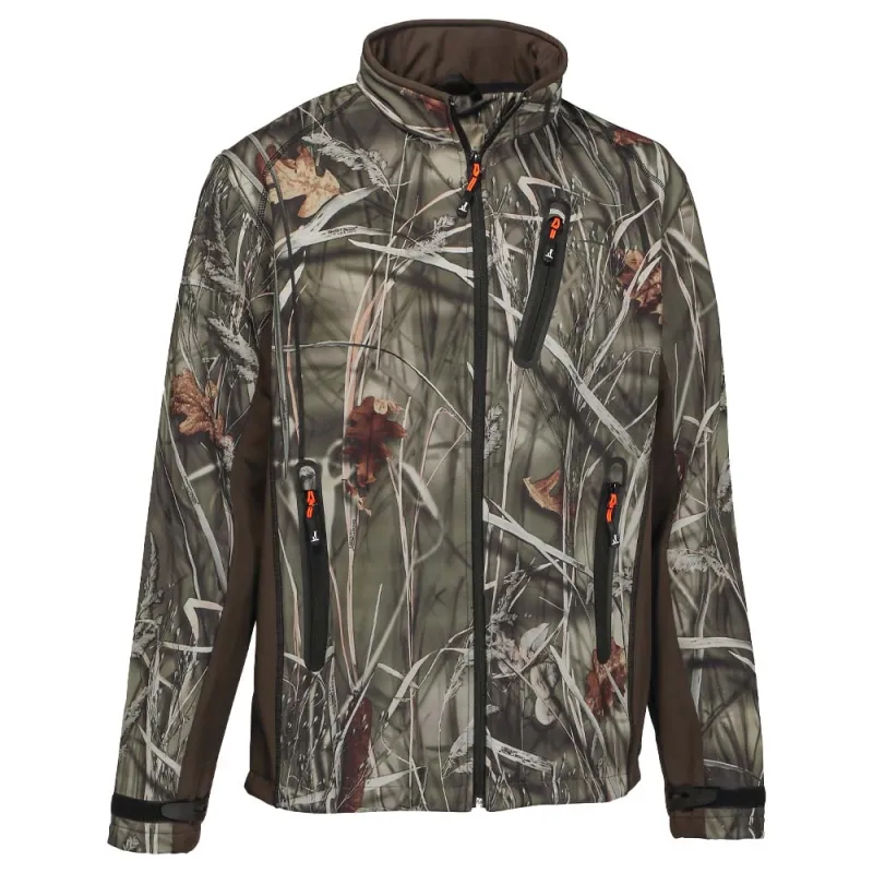 Blouson chasse softshell 4 poches polyester camo kaki S à 3XL Blouson chasse softshell 4 poches polyester camo kaki S à 3XL