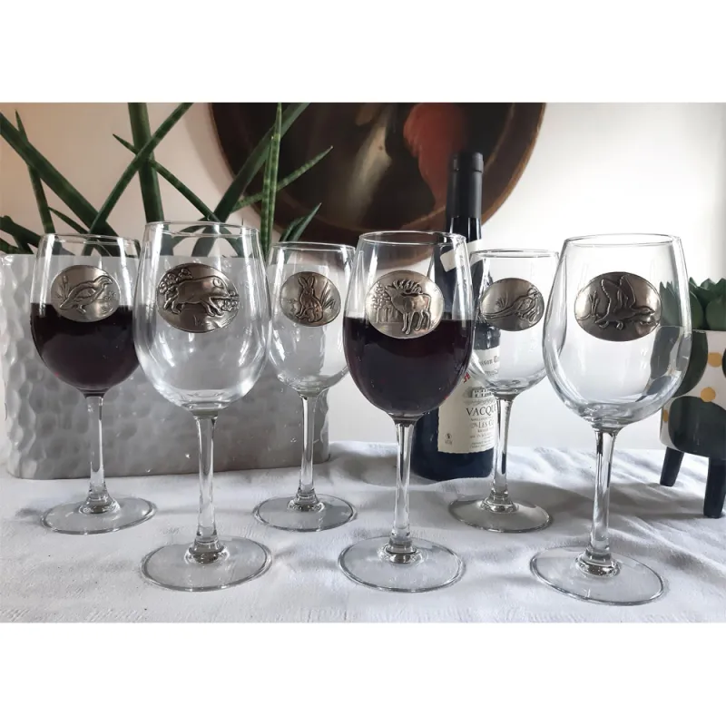 Verres à vin 360 ml décor étain relief de gibiers 6 pièces Verres à vin 360 ml décor étain relief de gibiers 6 pièces