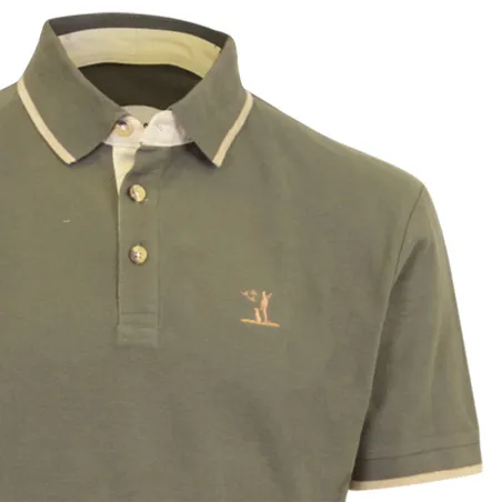 Polo brodé sanglier manches courtes coton piqué kaki S à 3XL Polo brodé sanglier manches courtes coton piqué kaki S à 3XL