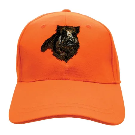 Casquette confort brodé sanglier tissu respirant orange Casquette confort brodé sanglier tissu respirant orange