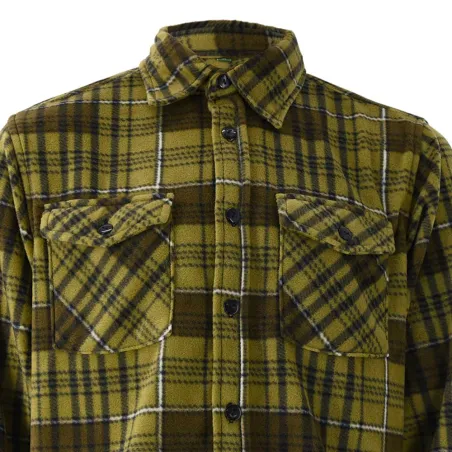 Chemise chaude à carreaux polyester peigné lourd verte M à 3 XL Chemise chaude à carreaux polyester peigné lourd verte M à 3 XL