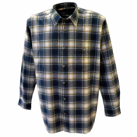 Chemise à carreaux Dolty flanelle coton bleu beige S à 4XL