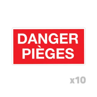 Lot de 10 Panneaux DANGER PIÈGES Akilux 26x20cm