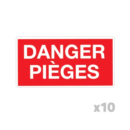 Lot de 10 Panneaux DANGER PIÈGES Akilux 26x20cm
