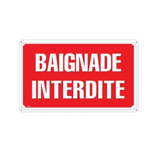 Panneau BAIGNADE INTERDITE Alu 30x20cm