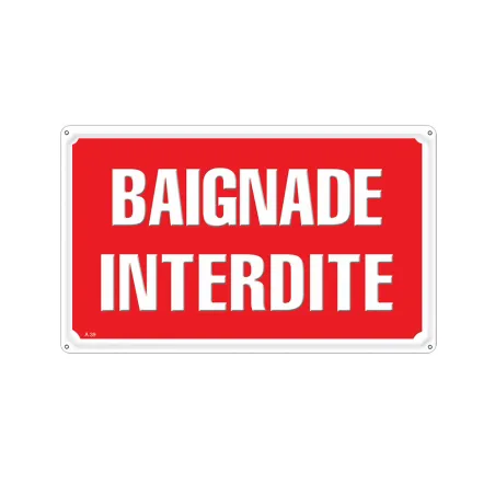 Panneau BAIGNADE INTERDITE Alu 30x20cm