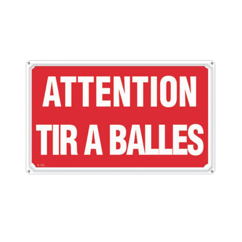 Panneau ATTENTION TIR A BALLES Aluminium 30 x 20cm à l'unité