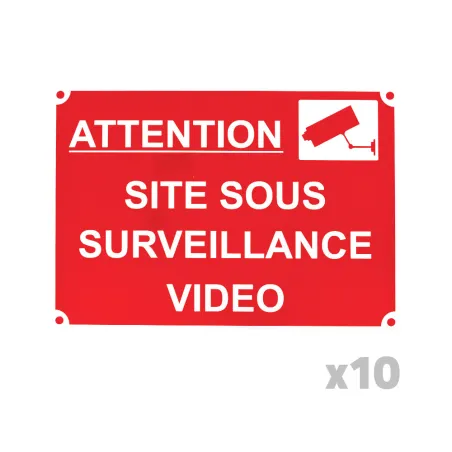 Lot de 10 Panneau SITE SOUS SURVEILLANCE VIDEO Akilux 34 x 24cm