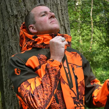 Veste de chasse softshell SL TEX orange camo