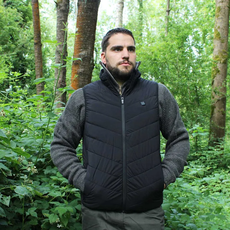 Gilet chauffant 3 niveaux polyester noir M à 2XL 75x46x4cm