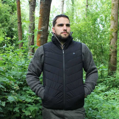 Gilet chauffant 3 niveaux polyester noir M à 2XL 75x46x4cm Gilet chauffant 3 niveaux polyester noir M à 2XL 75x46x4cm