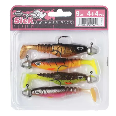 Pack 4 leurres souples Berkley Sick Swimmer armés | Carnassier