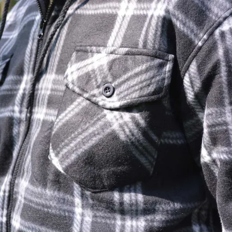 Chemise polaire à capuche 4 poches sherpa marron/rouge M à 3XL