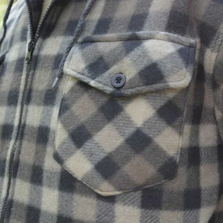 Chemise polaire à capuche 4 poches sherpa marron/rouge M à 3XL