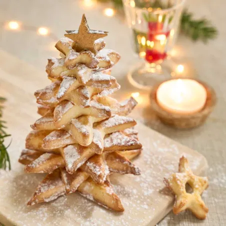 Kit 6 emporte-pièces étoiles Noël 3D inox 2-16cm H2,5cm