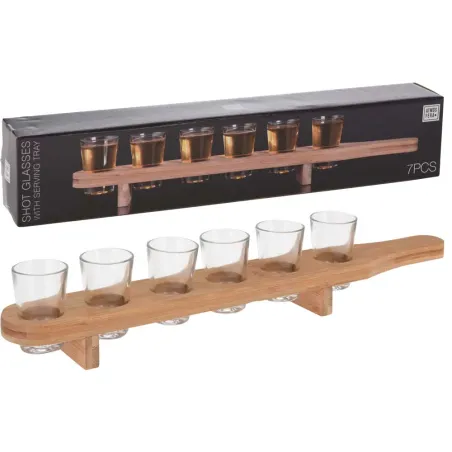 Set 6 verres à shot 40 ml avec planche bambou élégante