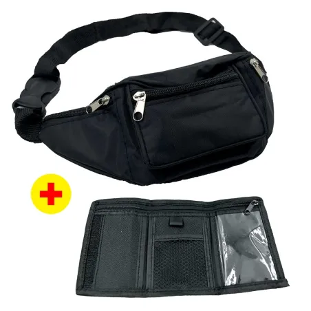 Ensemble portefeuille sac banane polyester noir 290x100x60mm