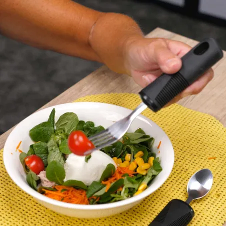 Couverts ergonomiques senior manche épais plastique - Set 4 pièces