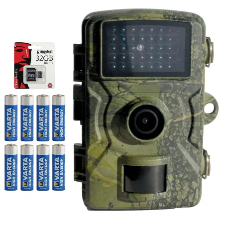 Pack Caméra chasse détecteur camouflage + 4 piles + carte SD incluses