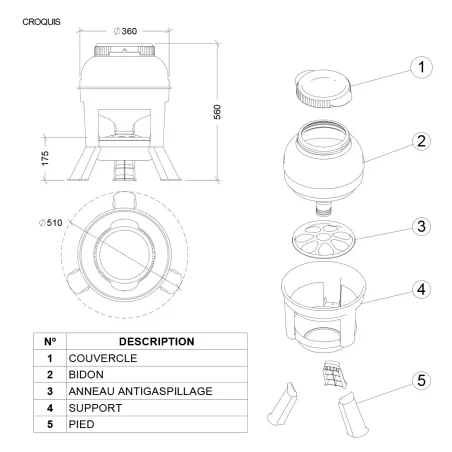 Mangeoire anti-gaspillage sur pieds 15 kg Gaun