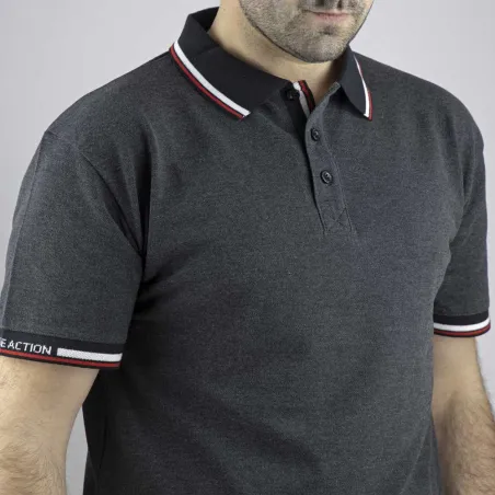 Polo manches courtes LORD coton polyester gris chiné S au 3XL