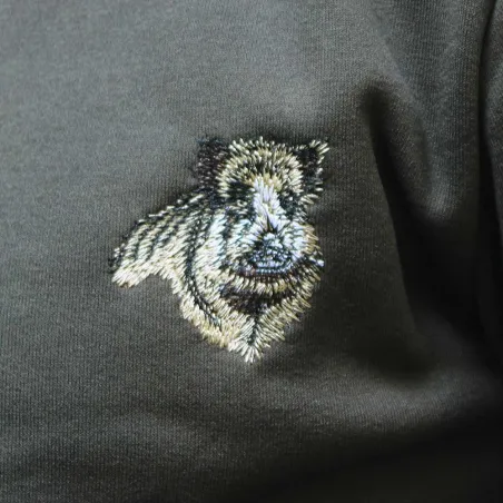 Sweat brodé sanglier vert