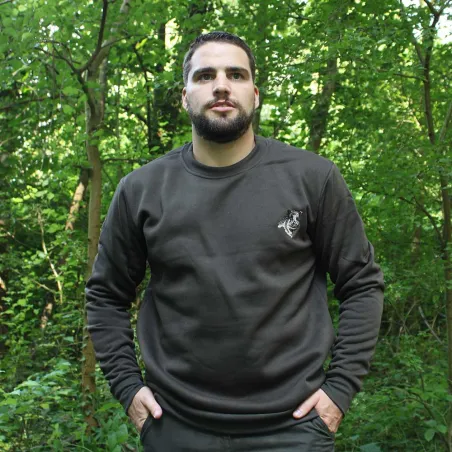 Sweat brodé sanglier vert
