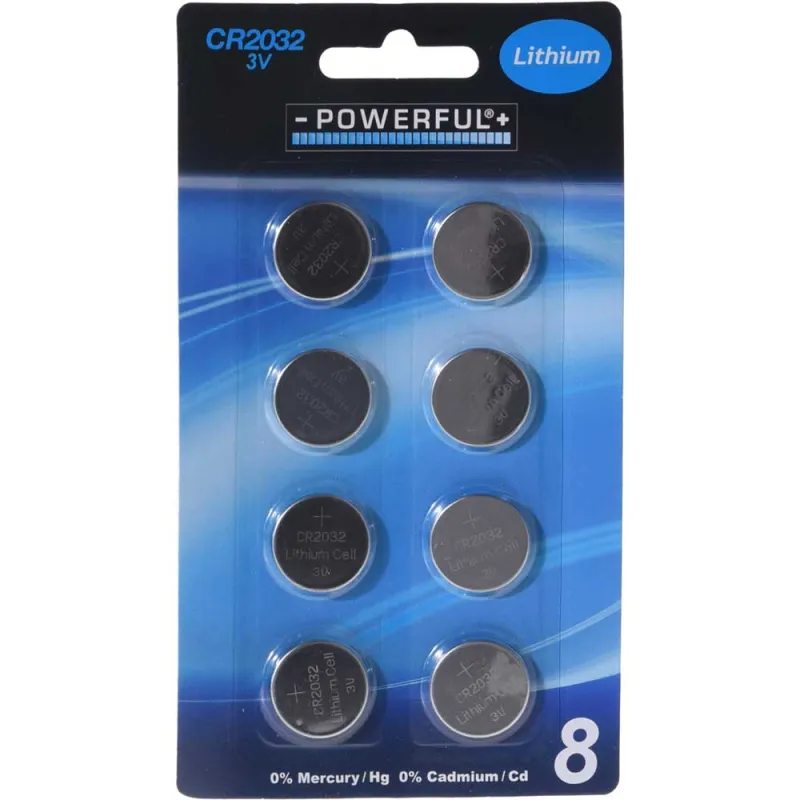 Lot de 8 piles bouton CR2032 | Lithium 3V longue durée