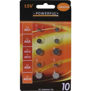 Lot de 10 piles bouton alcalines | Pack multi-références
