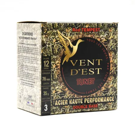 Boite de 25 cartouches vent d'est red tempest bourre jupe 12/76