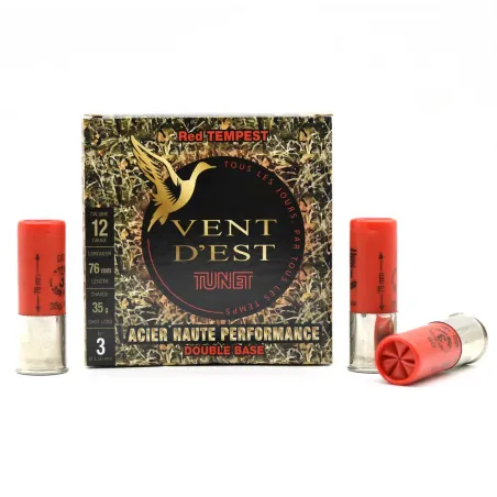 Boite de 25 cartouches vent d'est red tempest bourre jupe 12/76