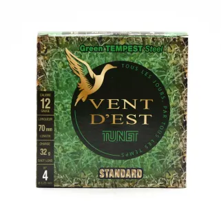 Boîte de 25 cartouches tous fusil 12/70 vent d'est green tempest