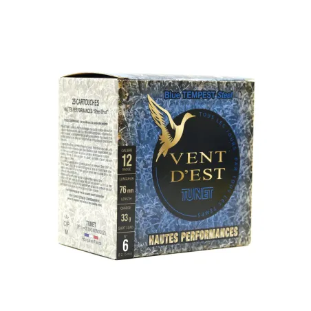 Boîte de 25 cartouches acier HP 12/76 vent d'est blue tempest