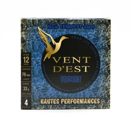 25 cartouches acier Cal. 12/76 vent d'est blue tempest 33g