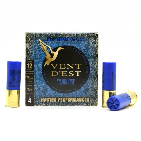 25 cartouches acier Cal. 12/76 vent d'est blue tempest 33g