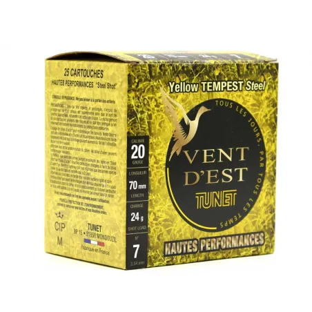 Boite de 25 cartouches BJ 20/70 vent d'est yellow tempest 24g