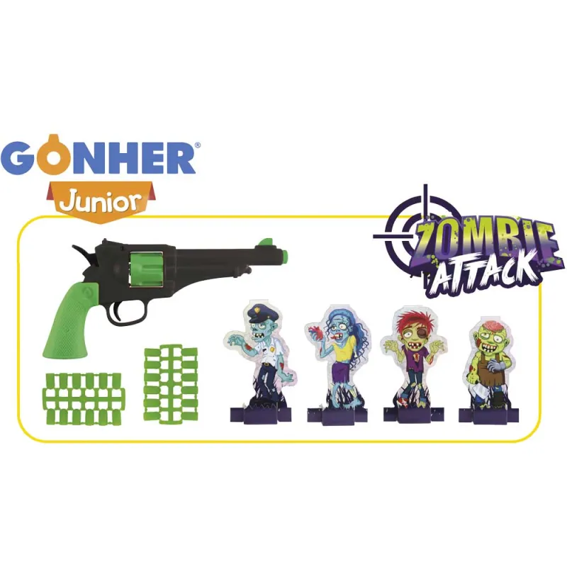 Set Zombie Attack Enfant - Pistolet 24 Balles + 4 Figurines