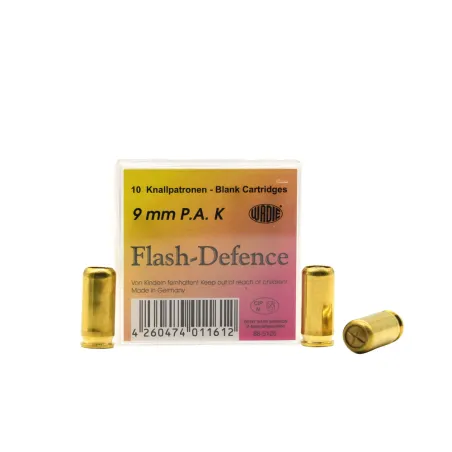 Boîte de 10 munitions Flash Défense avec sûreté manuelle 9mm